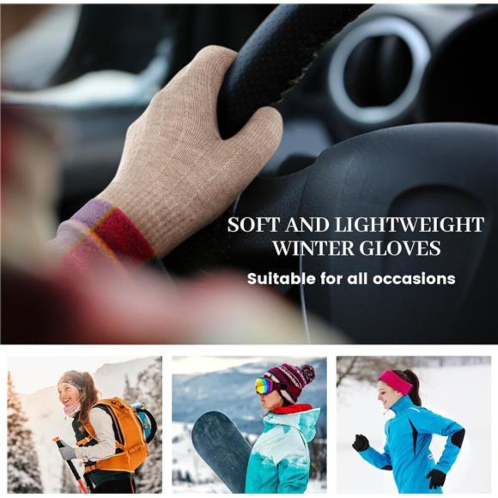4 Pairs Winter Gloves Women Men Cold Weather Valentines - Picture 5 of 7